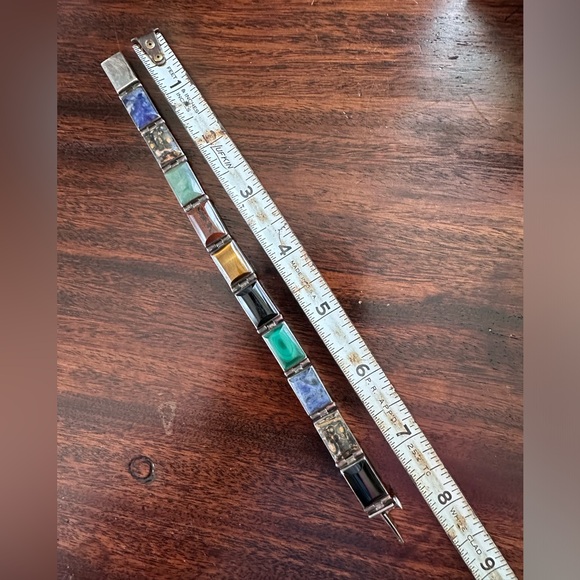 Vintage Taxco Multicolor Stone Bracelet set in Silver - Picture 10 of 10